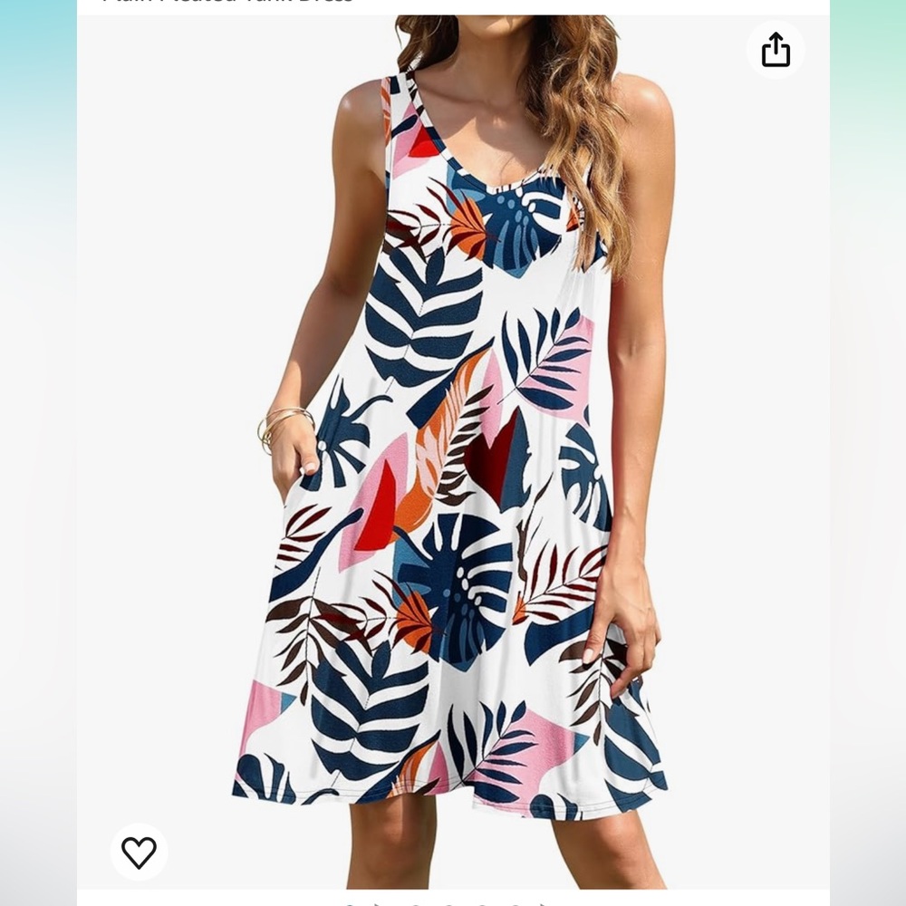 AUSELILY Women Summer Casual T Shirt Dresses Beach Cover up Pleated Tank Dress